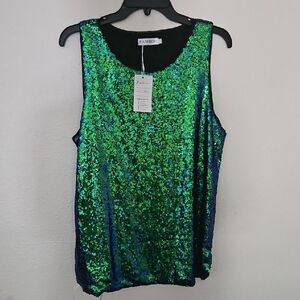 Nwts Green Sequin Women's Top Size L.